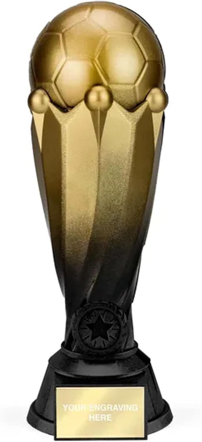 Personalised Engraved Tower Football Antique Gold Trophy 10.75 Inch (27cm)