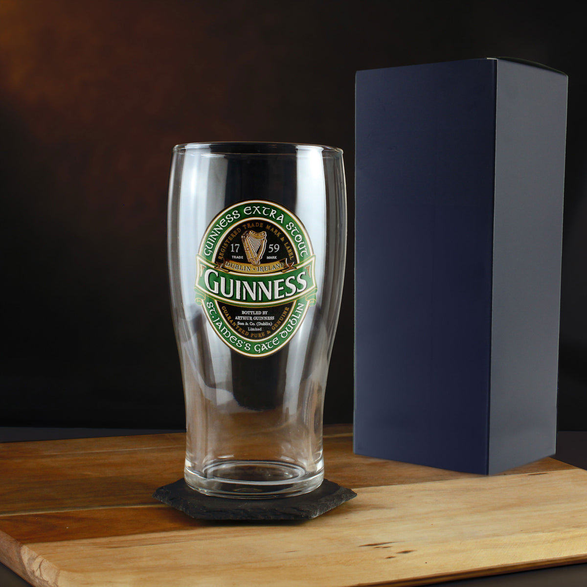 Official Guinness Pint Glass, Engraved with Any Message, Gift Boxed