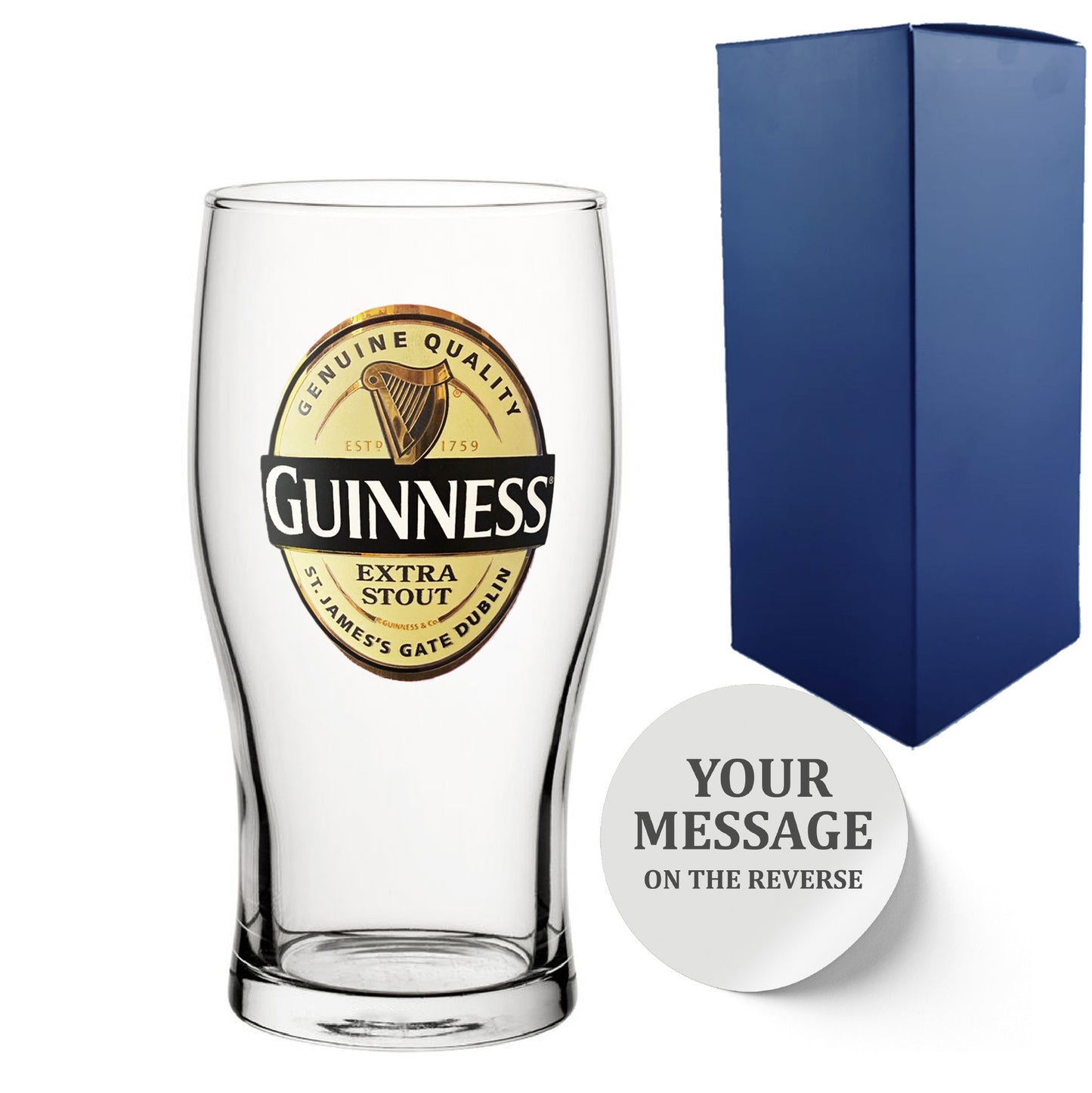 Personalised Official Guinness Pint Glass With Gift